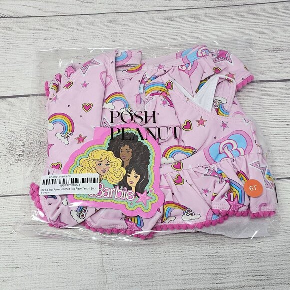 NWT Posh Peanut Barbie Star Power Girls Ruffled 2 Piece Tankini Set Size 6T - Picture 4 of 5